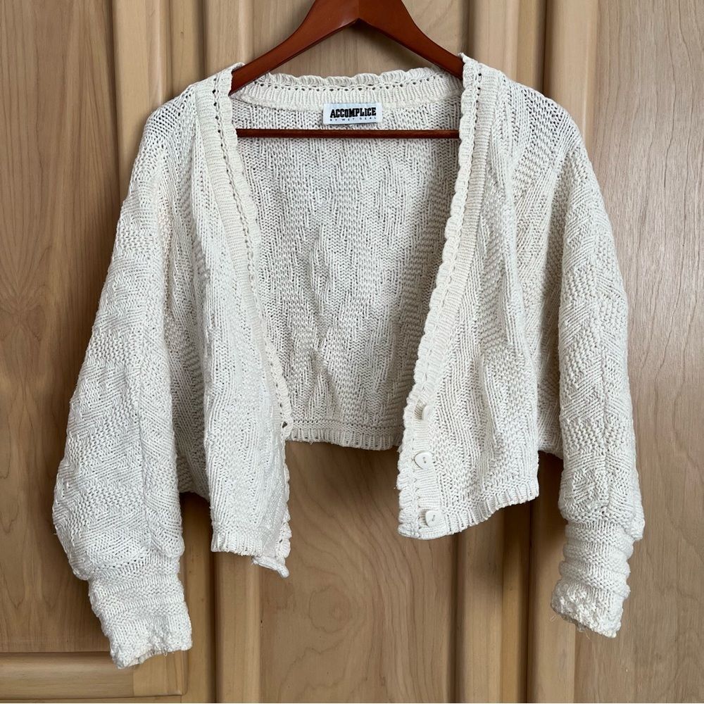 Vintage Y2K Cream cropped oversized cardigan size XS-M, brand Wet Seal